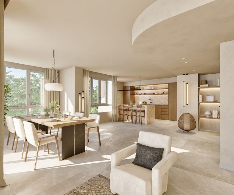 Designer Apartment in Bonanova with Harbour Views, Terrace Fireplace & Pool